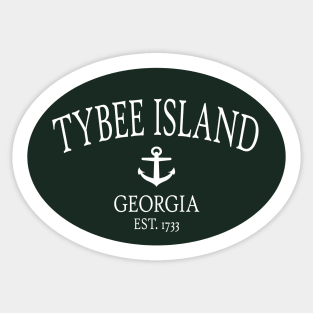 Tybee Island Georgia Sea Islands Anchor Dark Green Sticker